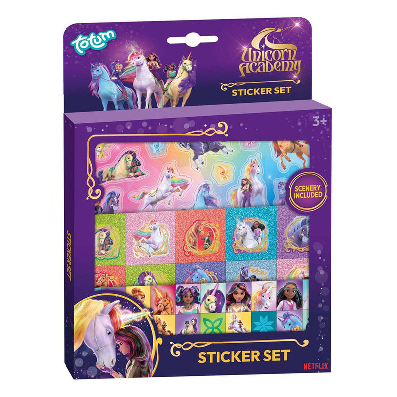 Afbeelding laden in galerijviewer, Creative craft group totum unicorn academy stickerset - 3 vellen + 1 achtergrond
