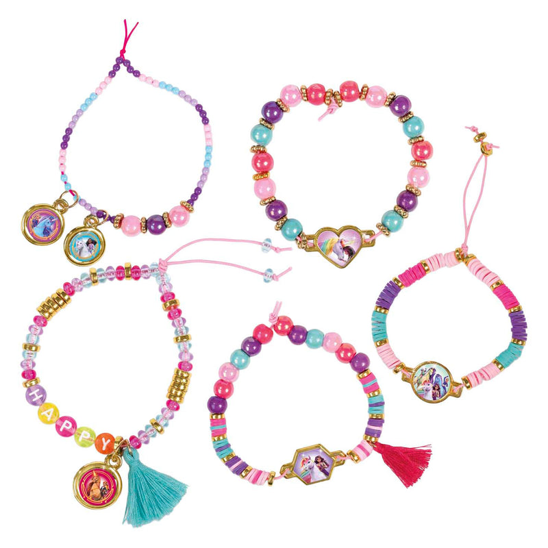 Afbeelding laden in galerijviewer, Totum unicorn academy kralen set 1500-delig armbandjes maken - creatief speelgoed vanaf 3 jaar - bedel armbandjes met goudkleurige letter- en speciale kralen
