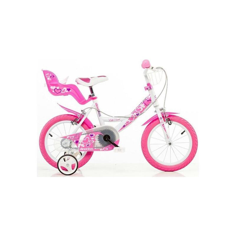 Afbeelding laden in galerijviewer, Dino bikes dino meisjesfiets little heart 16 inchâ wit roze
