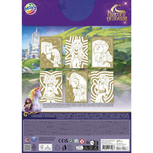 Moxy unicorn academy glitterpapier kleurplaten a4 - 6 vellen