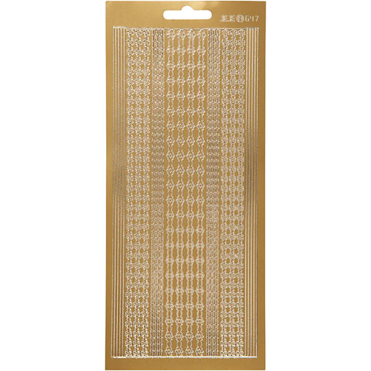 Stickers, randen, vel 10x23 cm, goud, 1 vel