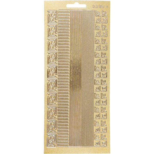 Stickers, randen, vel 10x23 cm, goud, 1 vel