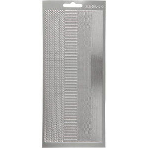 Stickers, randen, vel 10x23 cm, zilver, 1 vel