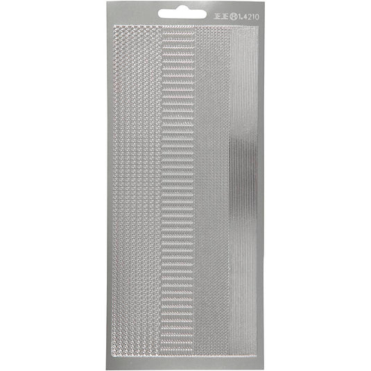 Stickers, randen, vel 10x23 cm, zilver, 1 vel