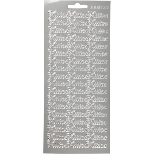 Stickers, kiitos, vel 10x23 cm, zilver, 1 vel