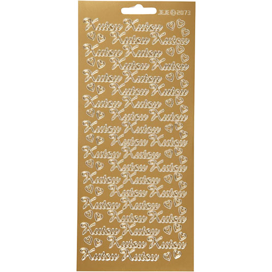 Stickers, kutsu, vel 10x23 cm, goud, 1 vel