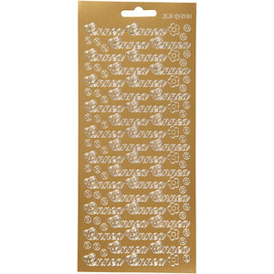 Stickers, onnea, vel 10x23 cm, goud, 1 vel