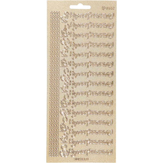 Stickers, hyvaa pääsiäistä, vel 10x23 cm, goud, 1 vel