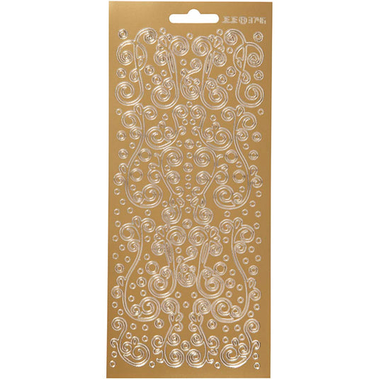 Stickers, swirl, vel 10x23 cm, goud, 1 vel