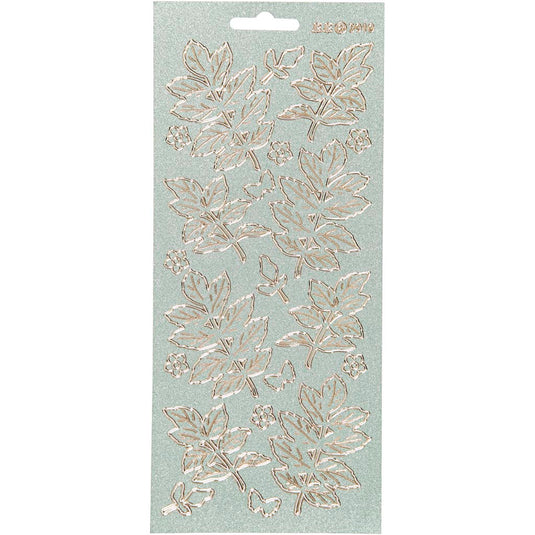 Stickers, bladeren, vel 10x23 cm, goud, 1 vel