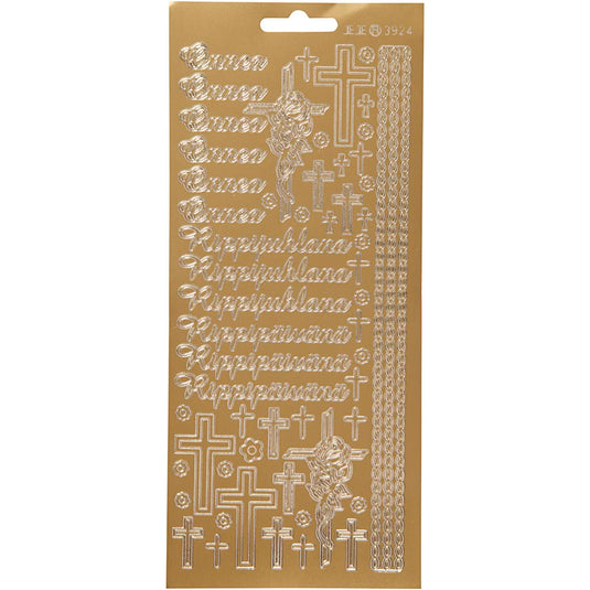 Stickers, onnea rippyhlana, vel 10x23 cm, goud, 1 vel