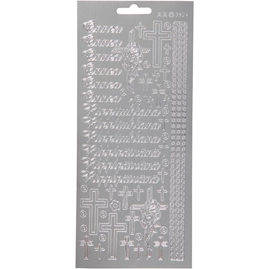 Stickers, onnea rippyhlana, vel 10x23 cm, zilver, 1 vel