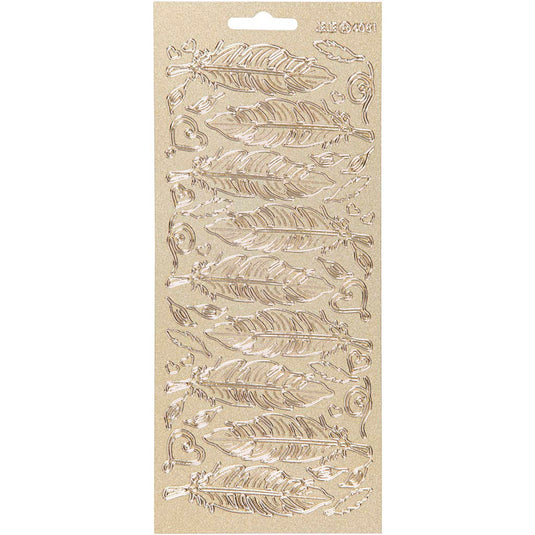 Stickers, veren, vel 10x23 cm, goud, 1 vel