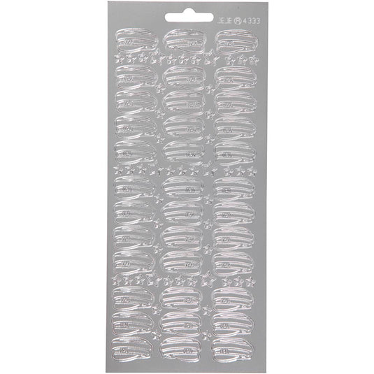 Stickers, hoed, vel 10x23 cm, zilver, 1 vel