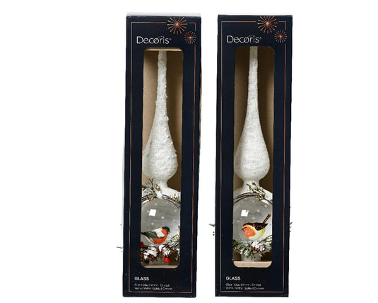 Decoris piek vogels van glas dia8cmx31cm