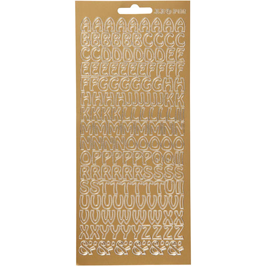 Stickers, alfabet, vel 10x23 cm, goud, 1 vel