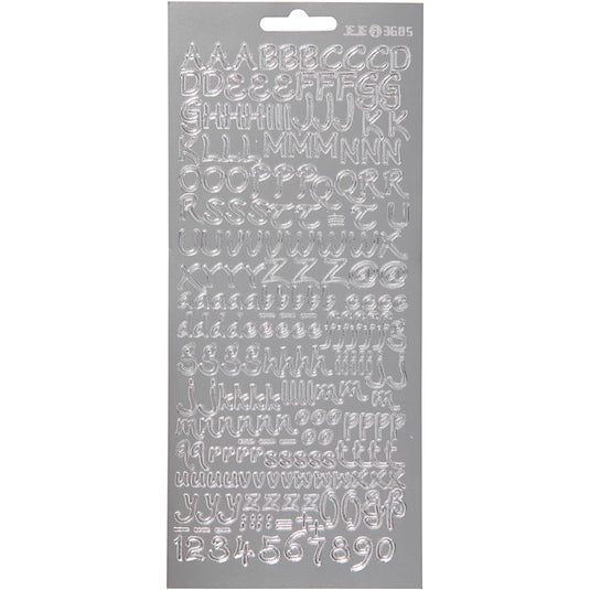 Stickers, alfabet, vel 10x23 cm, zilver, 1 vel