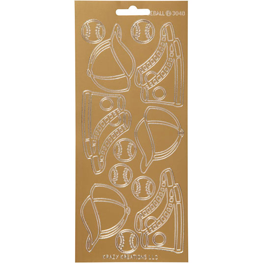 Stickers, sport, vel 10x23 cm, goud, 1 vel