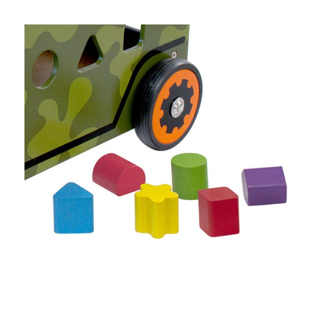 Afbeelding laden in galerijviewer, I'm toy loop- en duwwagen legertruck
