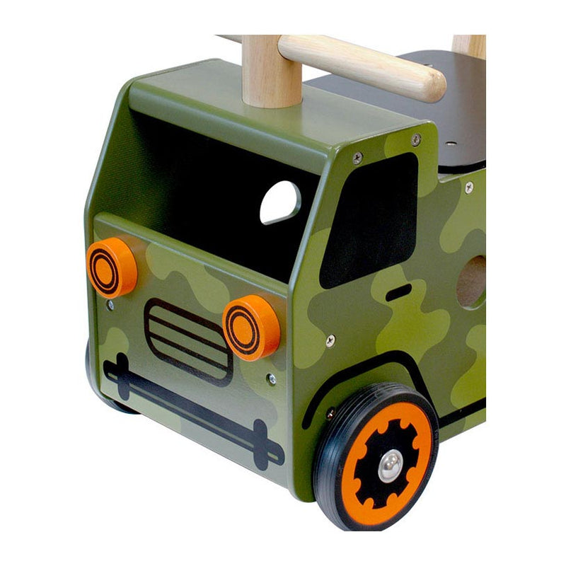 Afbeelding laden in galerijviewer, I'm toy loop- en duwwagen legertruck

