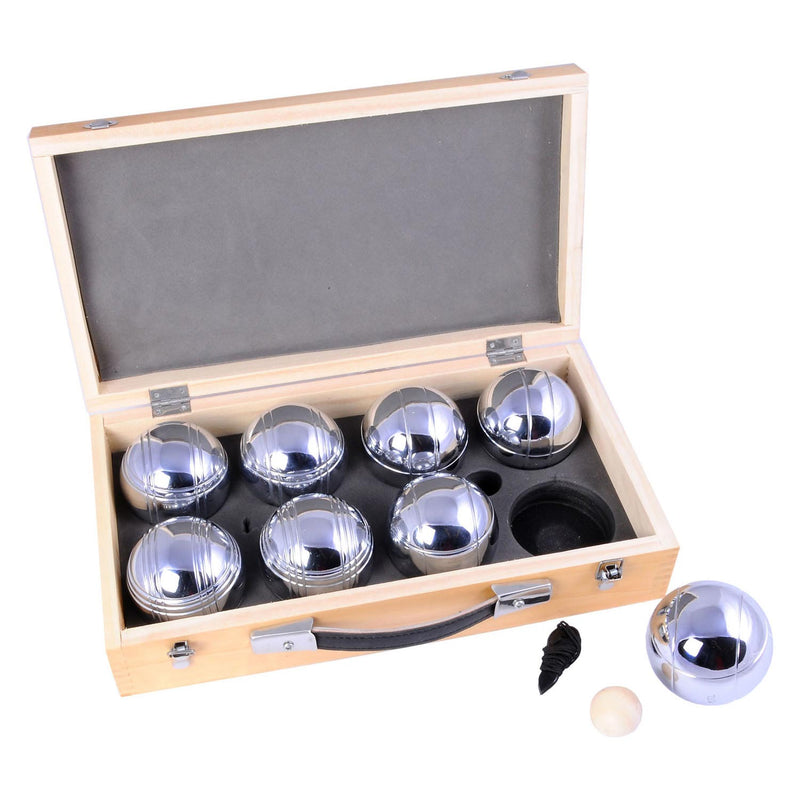 Afbeelding laden in galerijviewer, Engelhart metalen jeu de boules - 8 ballen in houten kist - luxe set - pétanque - boules - metalen ballen - geschikt voor elke jeu de boules baan - longfield
