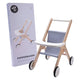 Houten poppenwandelwagen grijs blauw