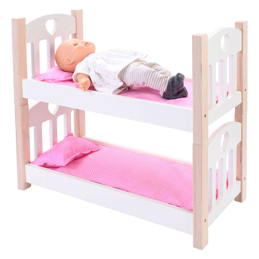 Poppen stapelbed roze wit