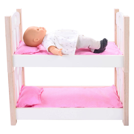 Poppen stapelbed roze wit