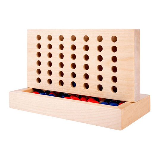 Longfield vier op een rij – strategisch spel – hout – rode en blauwe stenen – klassiek denk- en strategiespel – engelhart