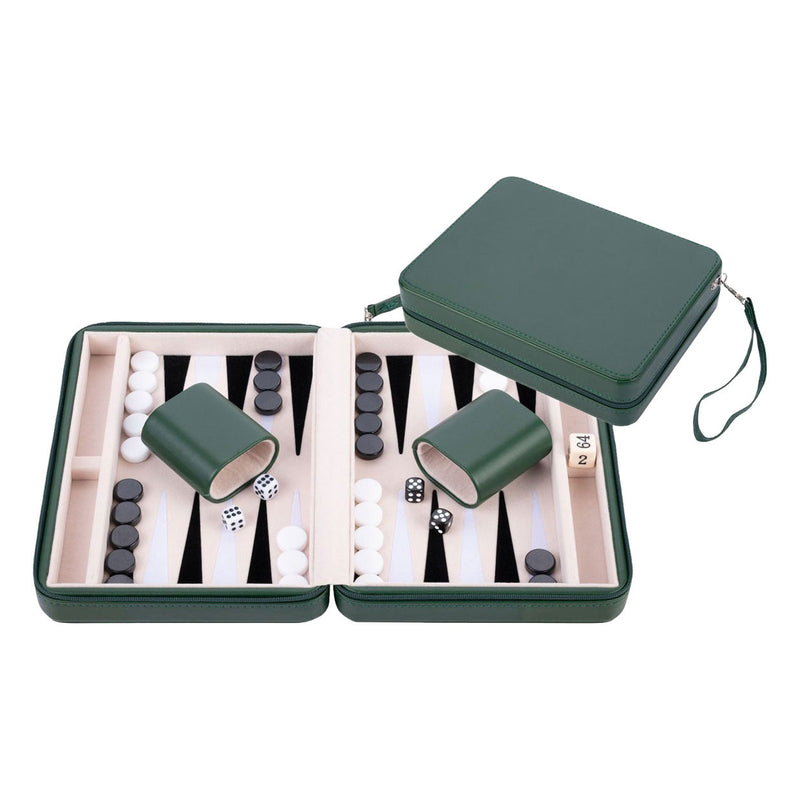 Afbeelding laden in galerijviewer, Backgammon reisspel met rits - groen
