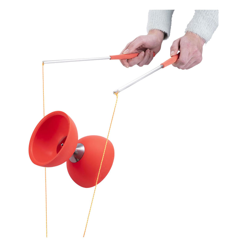 Afbeelding laden in galerijviewer, Engelhart diabolo van rubber met metalen stokjes - fluor rood
