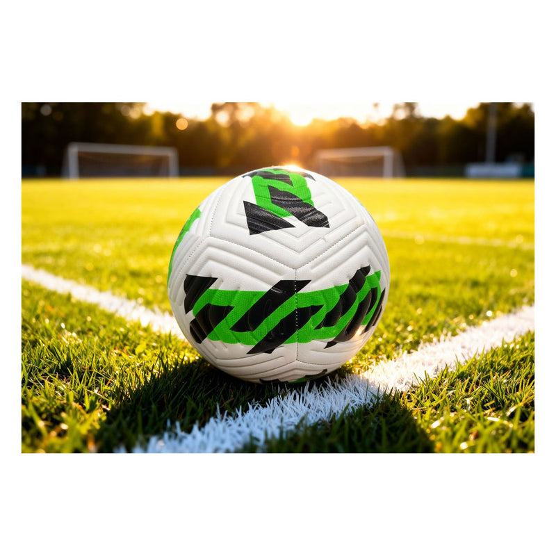 Afbeelding laden in galerijviewer, Engelhart voetbal wit groen zwart maat 5 – 400 gram – speelbal voor buiten, training en recreatief gebruik
