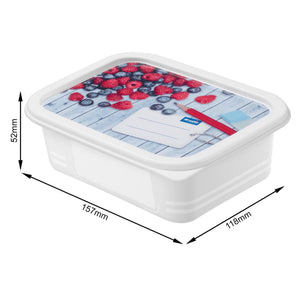 Rotho domino diepvriesdozenset 4-delig 0,5l etiket decor beschrijfbaar