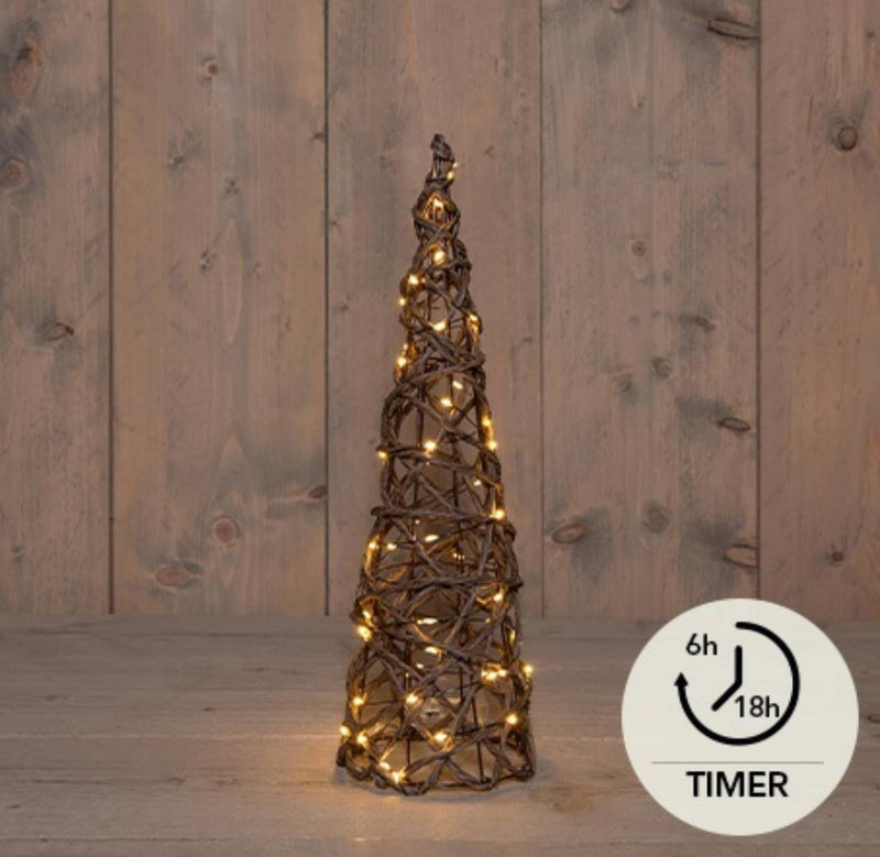 Afbeelding laden in galerijviewer, Anna's collection verlichte kegel 60led classicwarm 40cm werkt op 3xaa batterijen met 6uur timer
