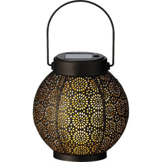 Afbeelding laden in galerijviewer, Kaemingk solar lantaarn metaal zwart goud 14 cm doorsnee | 2 stuks
