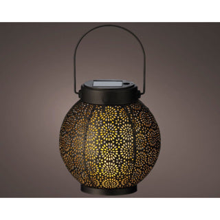 Afbeelding laden in galerijviewer, Kaemingk solar lantaarn metaal zwart goud 14 cm doorsnee | 2 stuks
