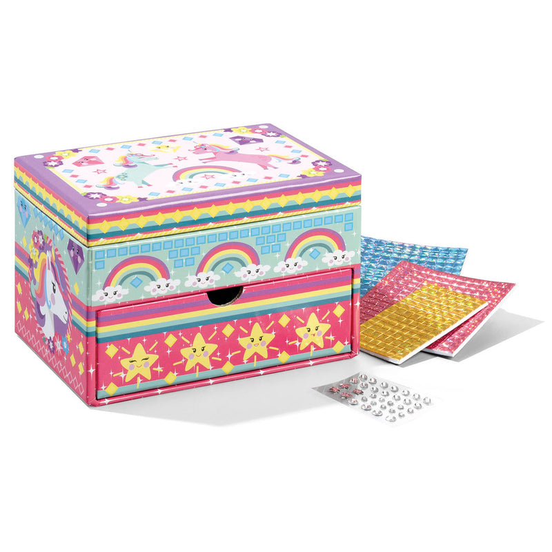 Afbeelding laden in galerijviewer, Totum unicorn sieraden doosje versieren - speelgoed meisjes knutselen cadeau tip - mozaïek 15 x 10 x 10 cm cadeau tip meisjes en jongens vanaf 3 jaar
