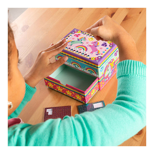 Totum unicorn sieraden doosje versieren - speelgoed meisjes knutselen cadeau tip - mozaïek 15 x 10 x 10 cm cadeau tip meisjes en jongens vanaf 3 jaar
