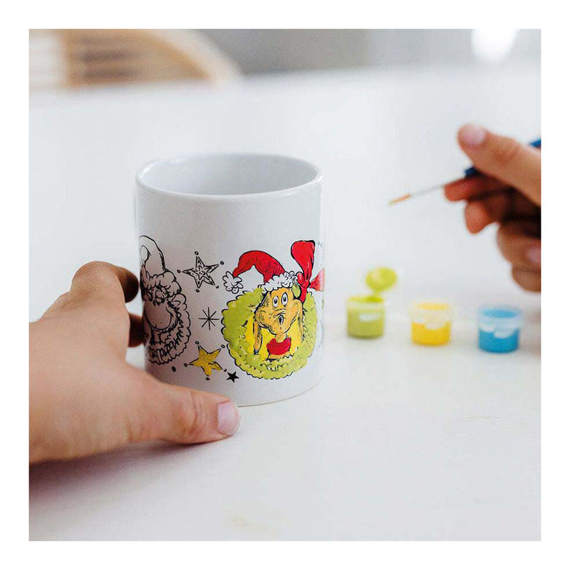 Afbeelding laden in galerijviewer, Totum the grinch - inkleur mok beker beschilderen - knutselset incl. 5 kleuren verf en penseeltje - creatief speelgoed jongens meisjes cadeautip
