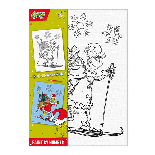 Totum the grinch - canvas schilderen op nummer the grinch - a4 formaat schilderijtje maken - knutselset jongens en meisjes vanaf 6 jaar incl. versftrip en penseeltje - cadeau tip