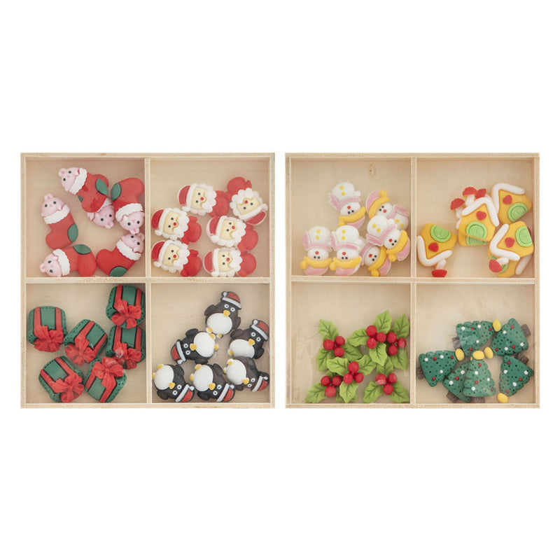 Afbeelding laden in galerijviewer, Creative craft group resin kerstmis figuren in houten doos - 24dlg.
