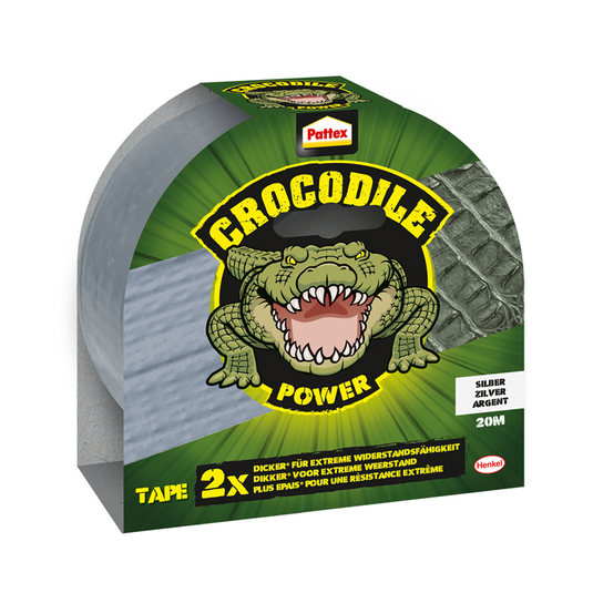 Pattex 1066456 - crocodile powertape 20m silver | 8 stuks