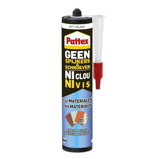 Pattex 1066001 - geen spijkers geen schroeven binnen-buiten wit 390g | 12 stuks