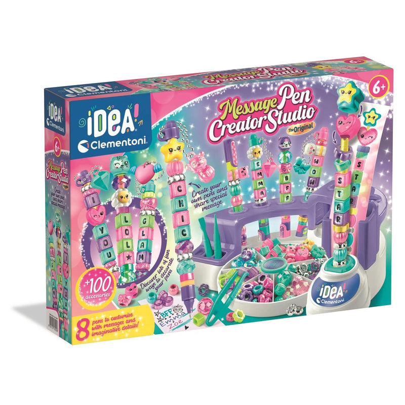 Afbeelding laden in galerijviewer, Clementoni idea - pennen creatiestudio - knutselpakket vol accessoires - message glitterpennen - het creatieve cadeautje - vanaf 6 jaar
