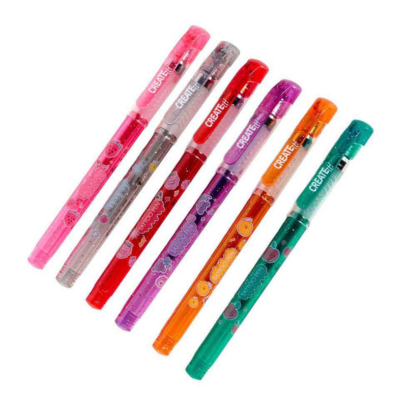 Afbeelding laden in galerijviewer, Create it! tattoo parfum pen set kinderen - tattoo gelpennen en sjablonen.
