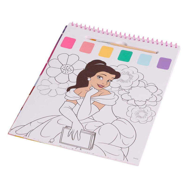 Afbeelding laden in galerijviewer, Disney princess waterverf kleurboek, 24 kleurplaten met penseel
