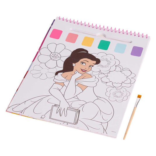 Disney princess waterverf kleurboek, 24 kleurplaten met penseel
