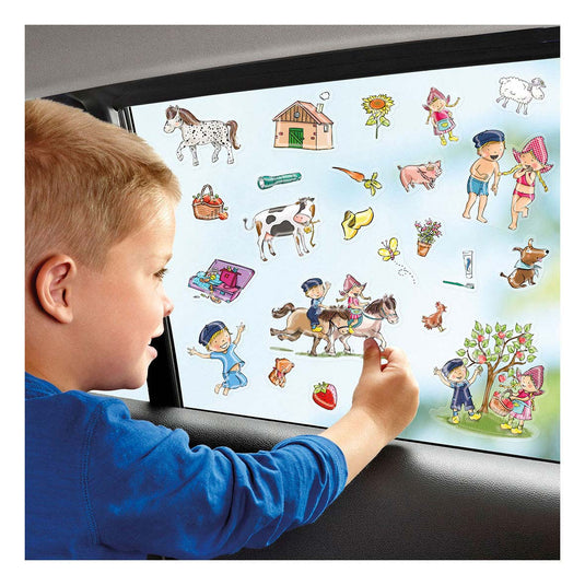 Totum fien teun raamstickers, niet permanente verplaatsbare stickers - met speelachtergrond - vanaf 3 jaar - bambolino toys