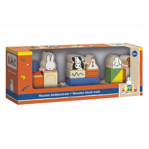 Bambolino nijntje houten blokkentrein - 3 wagons - peuter en kleuter speelgoed - voor meisjes en jongens - vanaf 1,5 jaar - speelgoed kinderen - toys