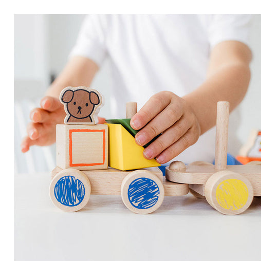 Bambolino nijntje houten blokkentrein - 3 wagons - peuter en kleuter speelgoed - voor meisjes en jongens - vanaf 1,5 jaar - speelgoed kinderen - toys